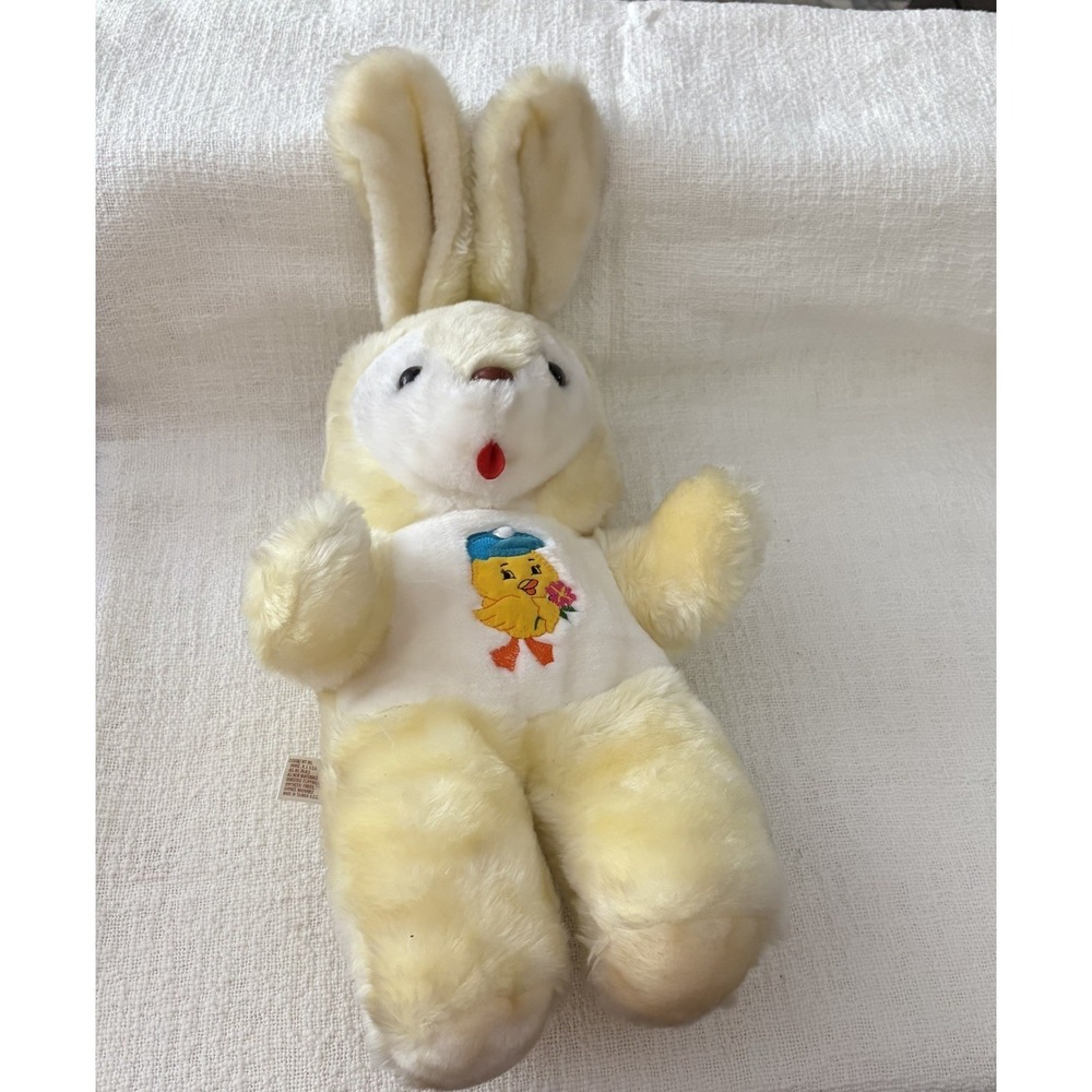 Cuddle Wit‎ big plush yellow bunny rabbit Easter tummy symbol Vintage Retro 80's